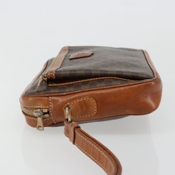 CELINE Macadam Canvas Clutch Bag PVC Brown Auth bs14536
