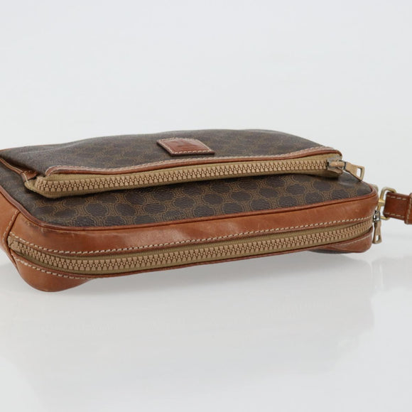 CELINE Macadam Canvas Clutch Bag PVC Brown Auth bs14536