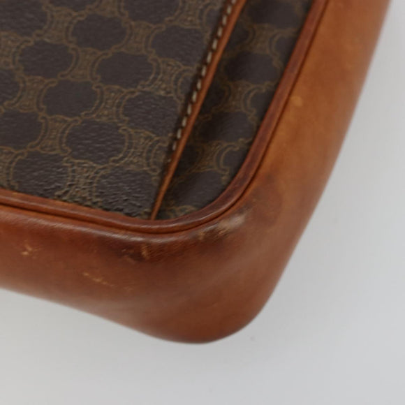 CELINE Macadam Canvas Clutch Bag PVC Brown Auth bs14536