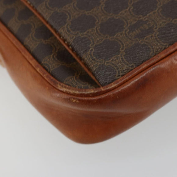 CELINE Macadam Canvas Clutch Bag PVC Brown Auth bs14536