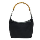 GUCCI Bamboo Shoulder Bag Canvas Black 000 1998 0531 Auth bs14538-13