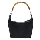GUCCI Bamboo Shoulder Bag Canvas Black 000 1998 0531 Auth bs14538-2
