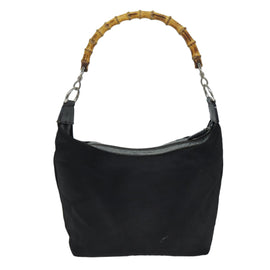 GUCCI Bamboo Shoulder Bag Canvas Black 000 1998 0531 Auth bs14538 - 0