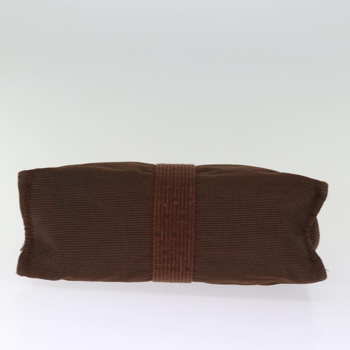 HERMES Clutch Bag Canvas Brown Auth bs14544