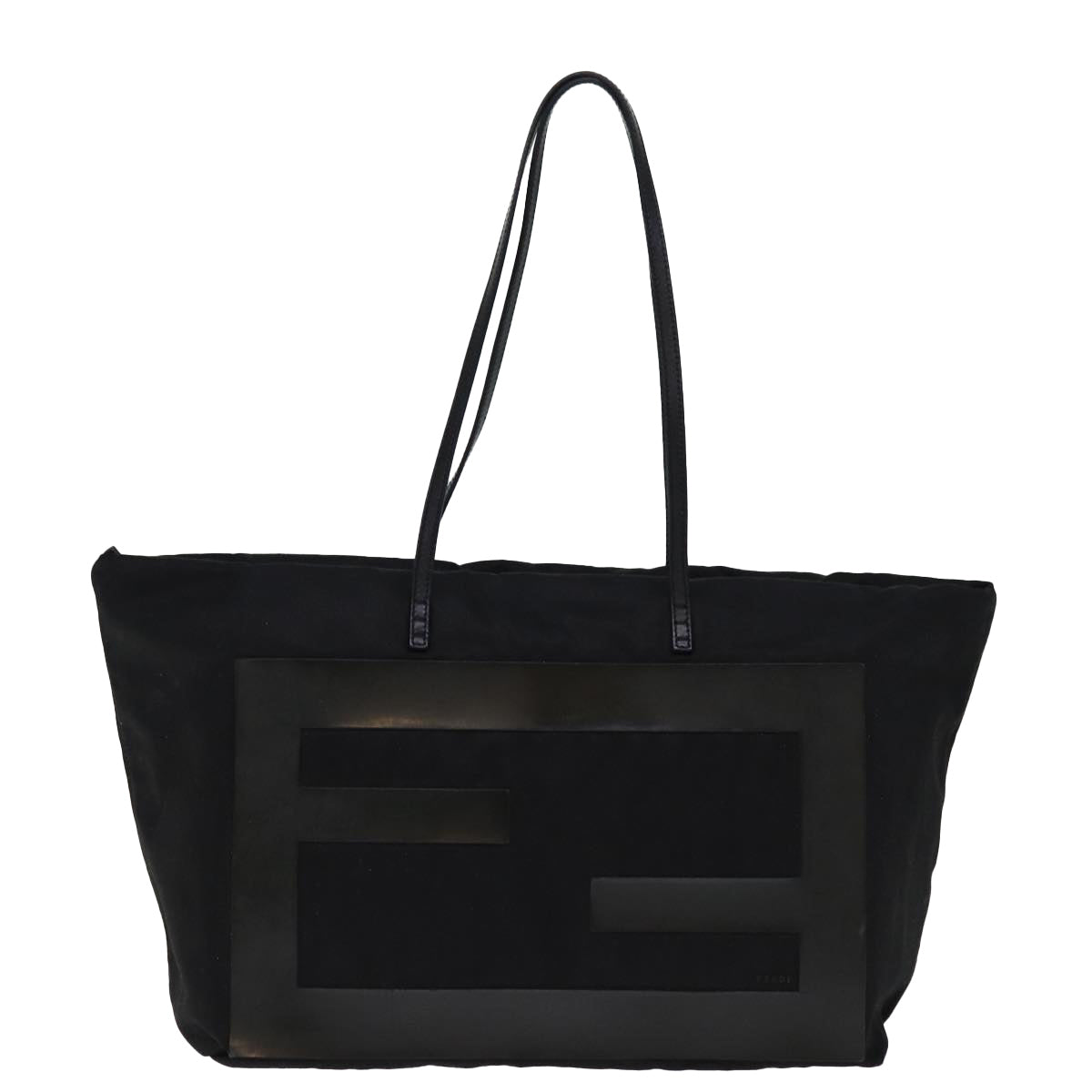 FENDI Tote Bag Canvas Black Auth bs14546