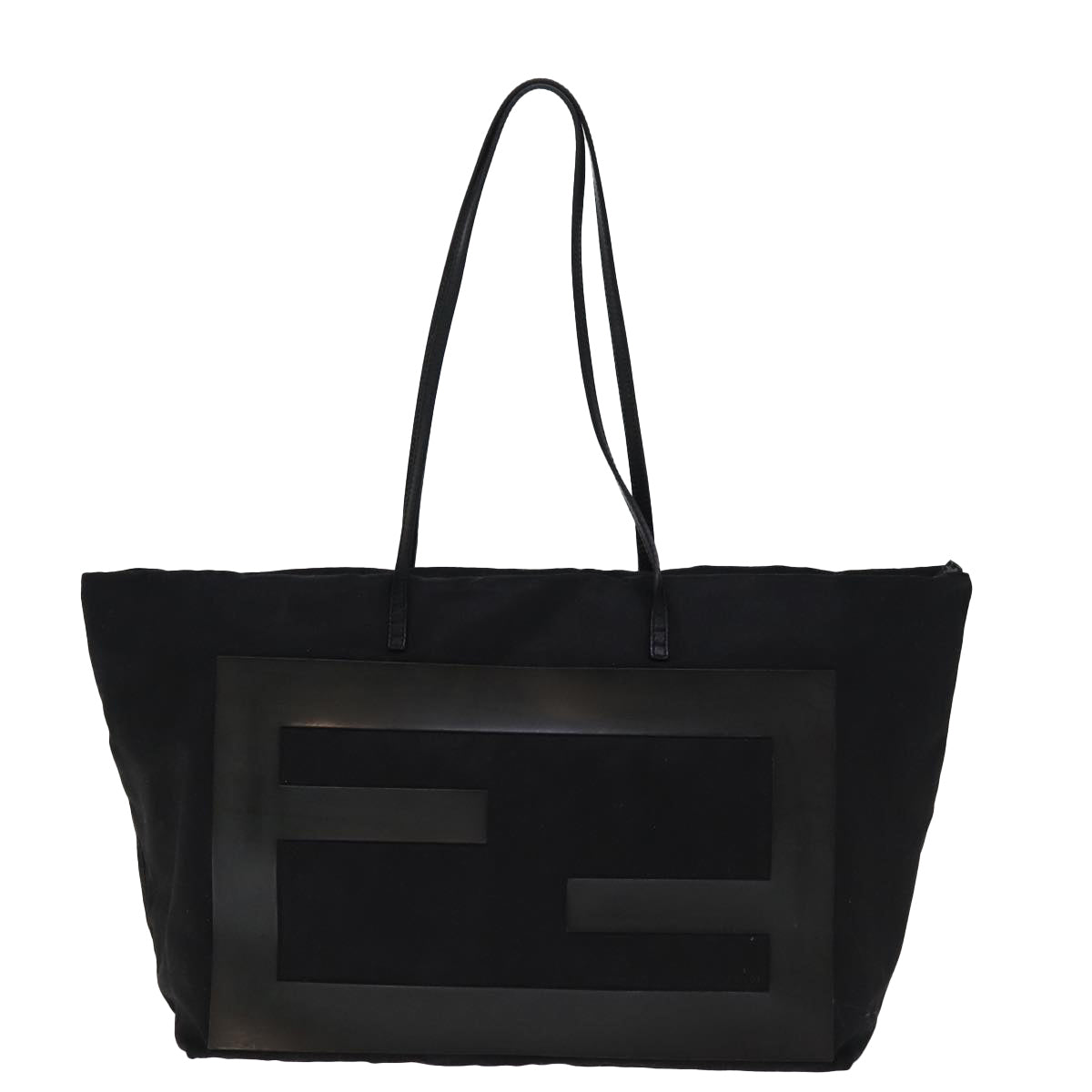 FENDI Tote Bag Canvas Black Auth bs14546