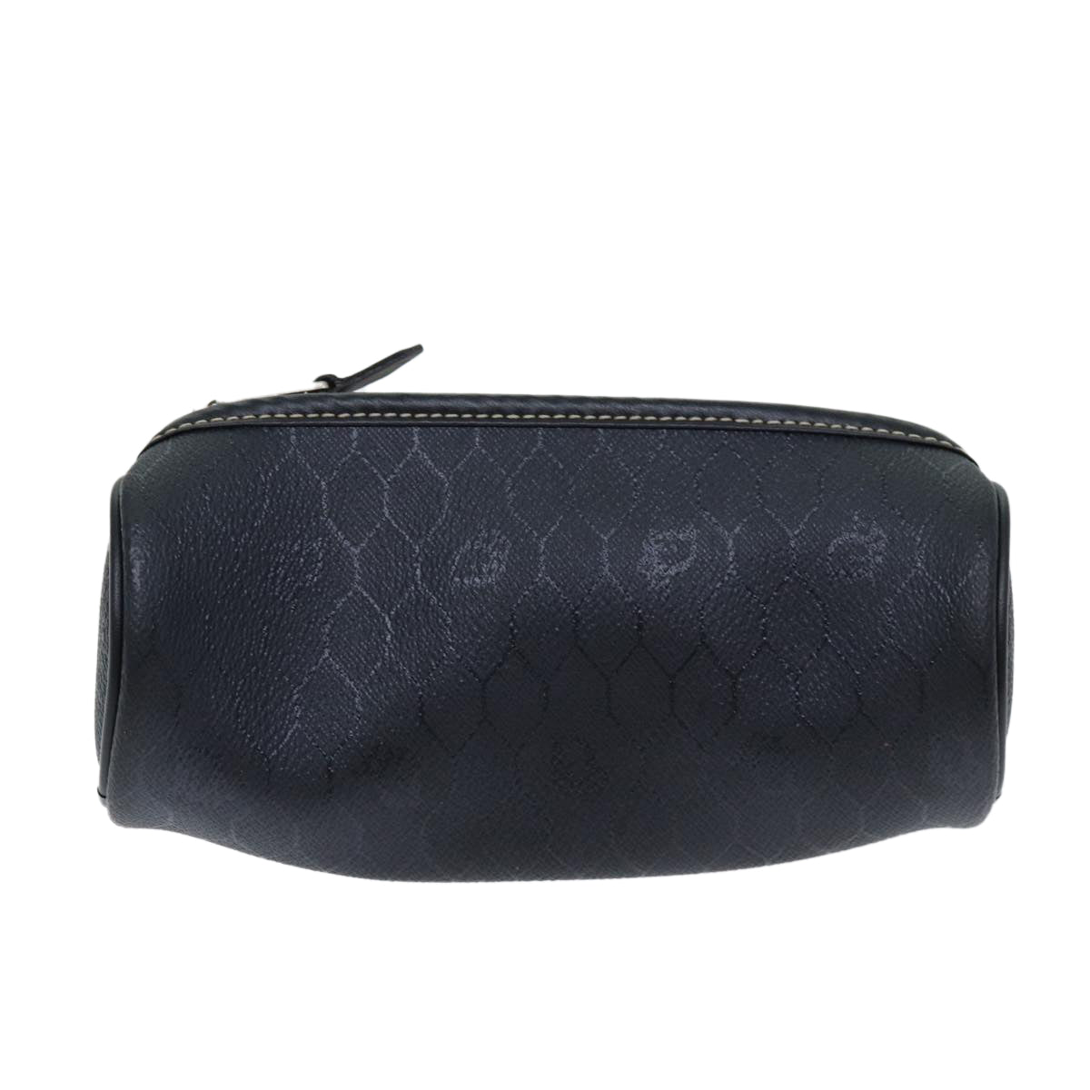 Christian Dior Honeycomb Canvas Pouch PVC Leather Black Auth bs14547