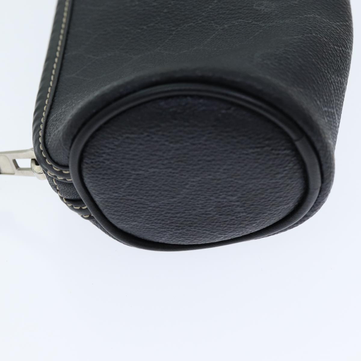 Christian Dior Honeycomb Canvas Pouch PVC Leather Black Auth bs14547