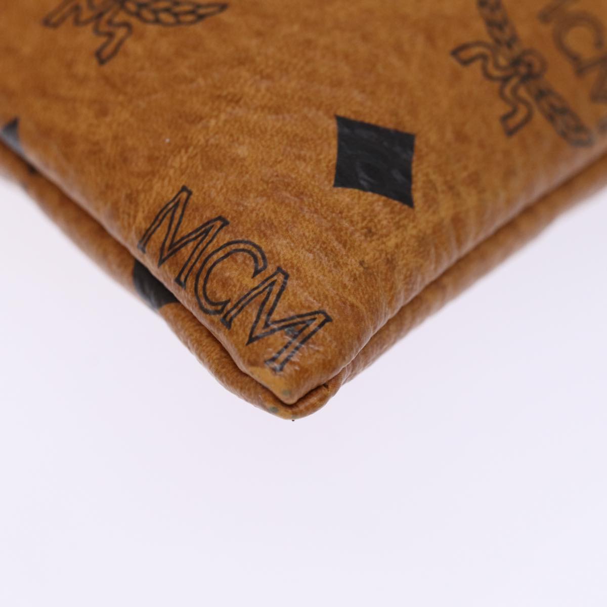 MCM Vicetos Logogram Clutch Bag PVC Brown Auth bs14551