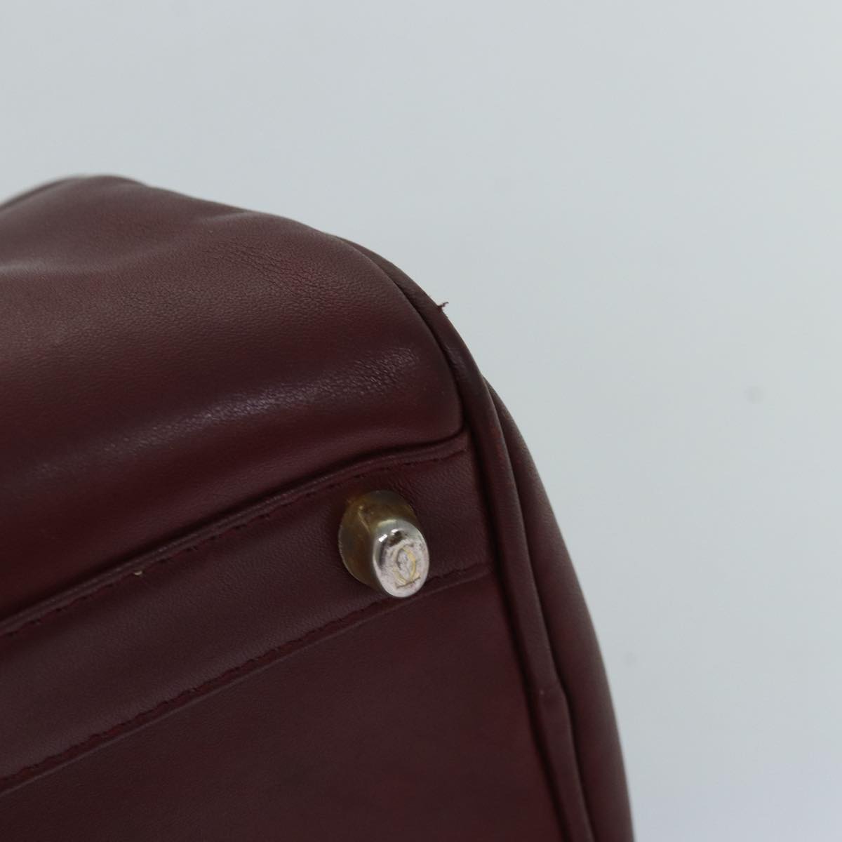 CARTIER Boston Bag Leather Bordeaux Auth bs14552