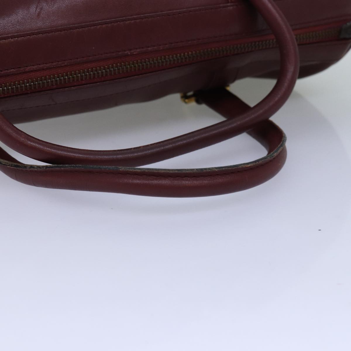 CARTIER Boston Bag Leather Bordeaux Auth bs14552