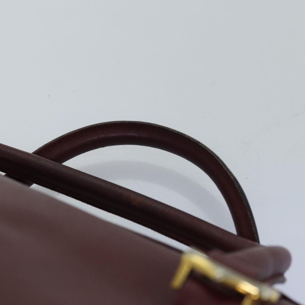 CARTIER Boston Bag Leather Bordeaux Auth bs14552