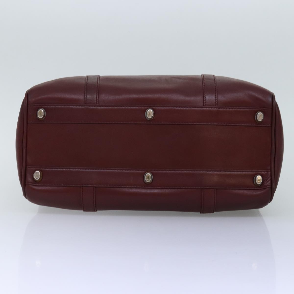 CARTIER Boston Bag Leather Bordeaux Auth bs14552