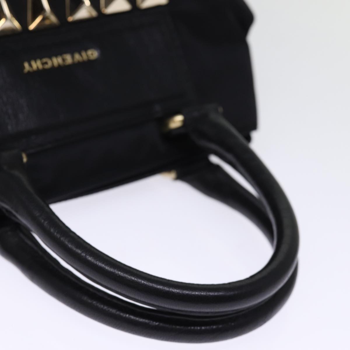 GIVENCHY Hand Bag Nylon Leather 2way Black Auth bs14553