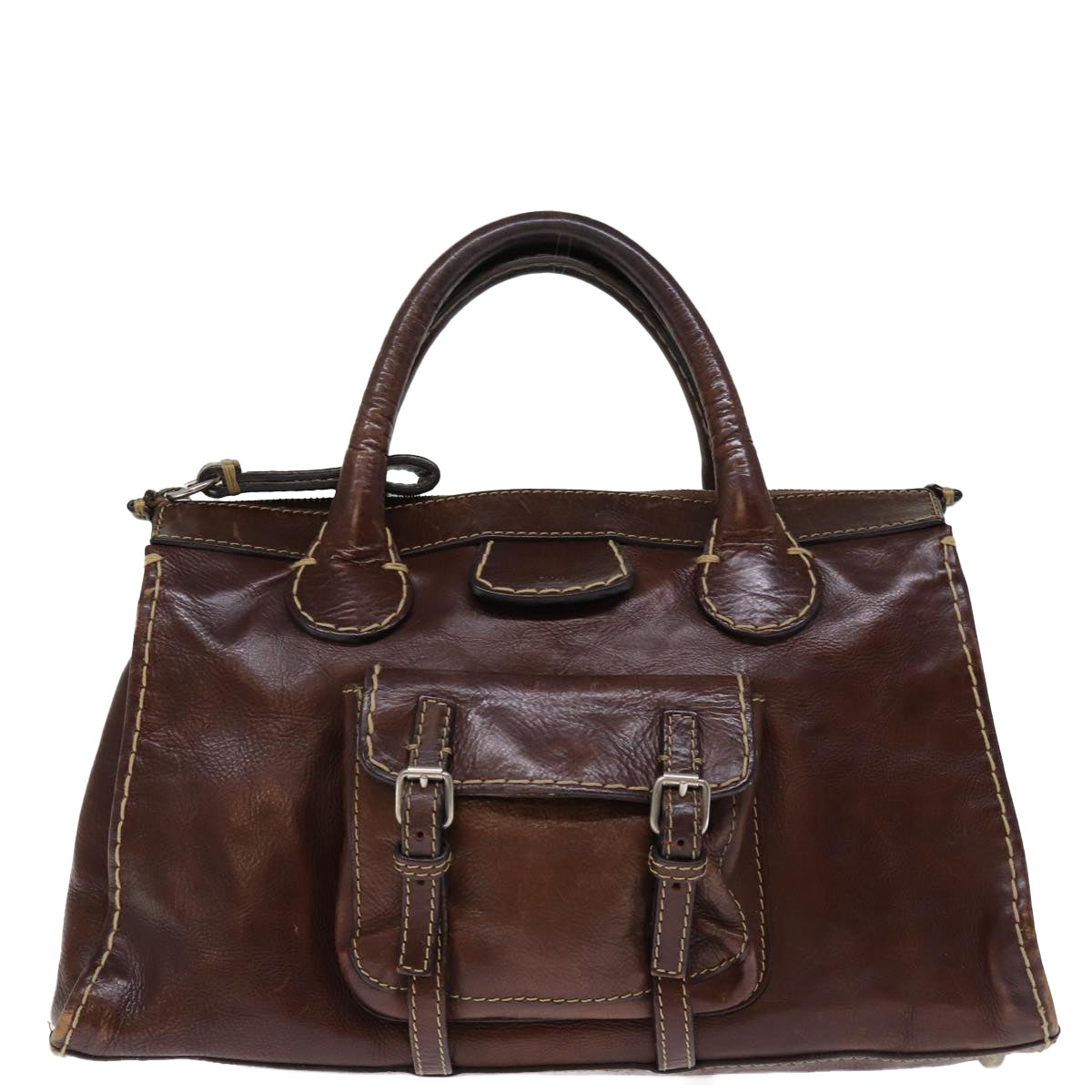 Chloe Hand Bag Leather Brown Auth bs14554