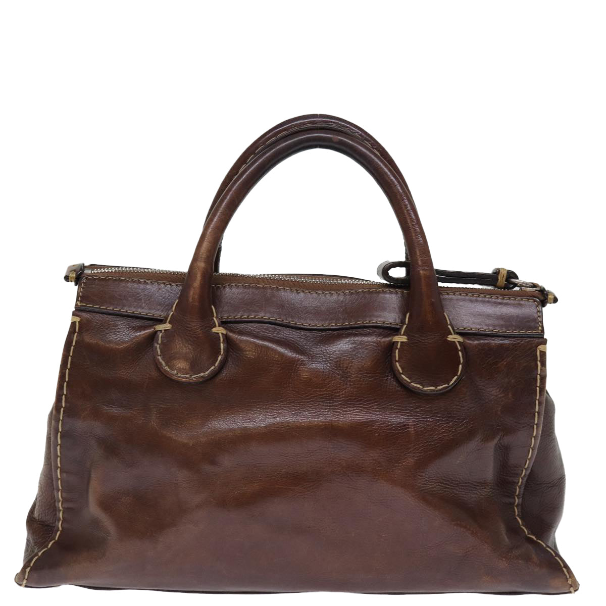 Chloe Hand Bag Leather Brown Auth bs14554