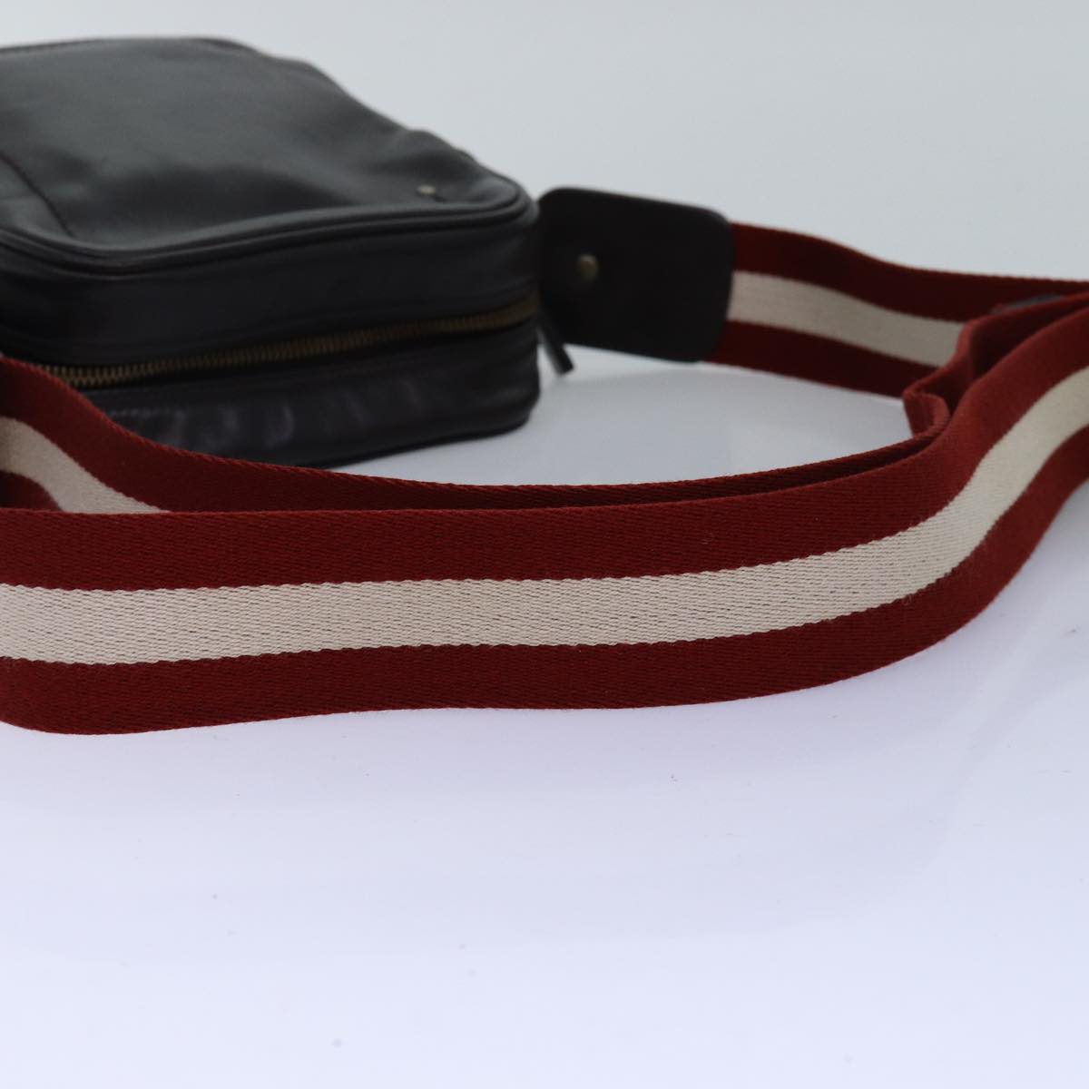 BALLY Shoulder Bag Leather Black Red white Auth bs14555