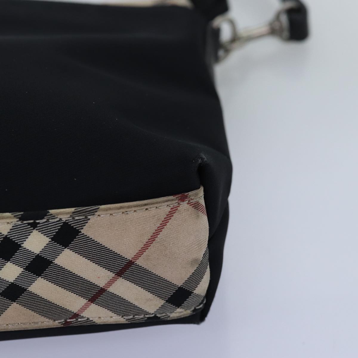 BURBERRY Nova Check Shoulder Bag Nylon Black Beige Auth bs14564