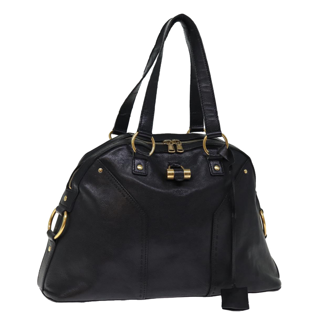 SAINT LAURENT Muse Hand Bag Leather Black 156464 Auth bs14569