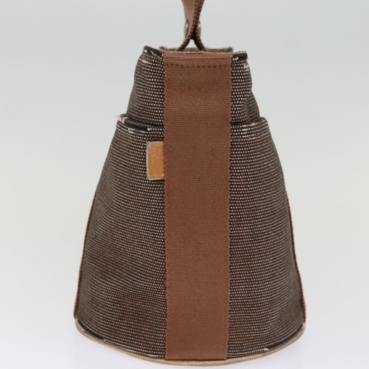 HERMES Sakso PM Hand Bag Canvas Brown Auth bs14574