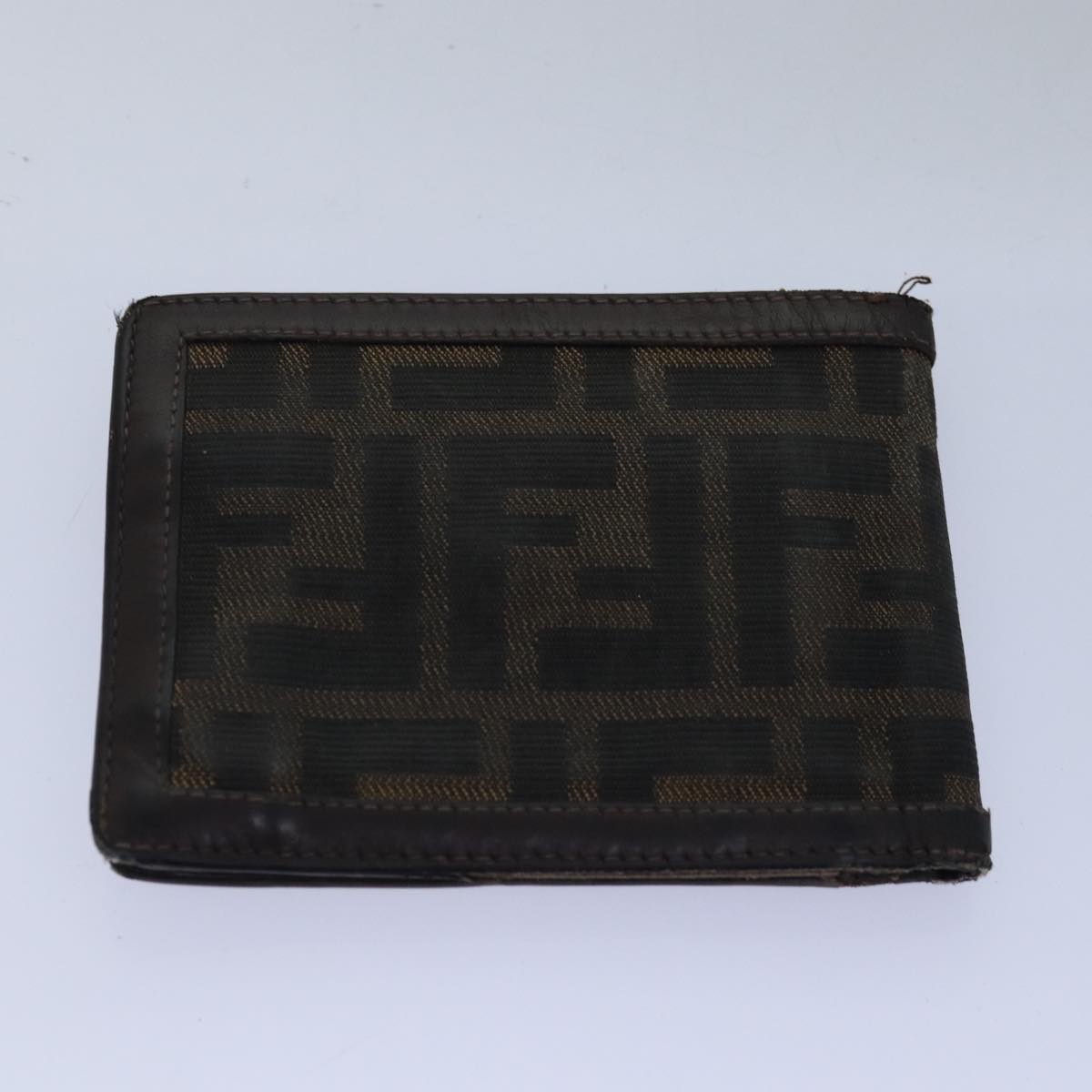 FENDI Zucca Canvas Pecan Canvas Key Case Wallet 4Set Black Brown Auth bs14585