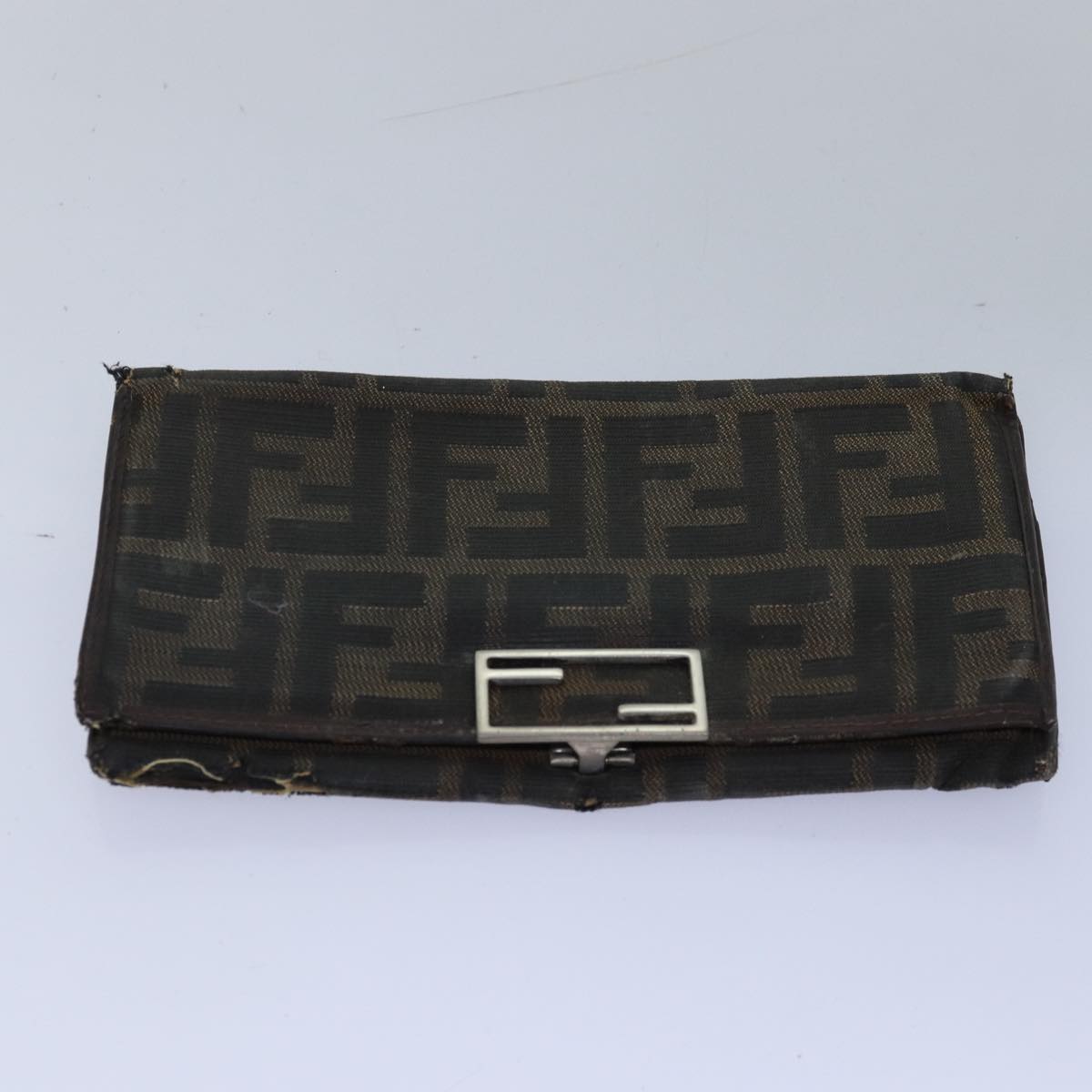 FENDI Zucca Canvas Pecan Canvas Key Case Wallet 4Set Black Brown Auth bs14585