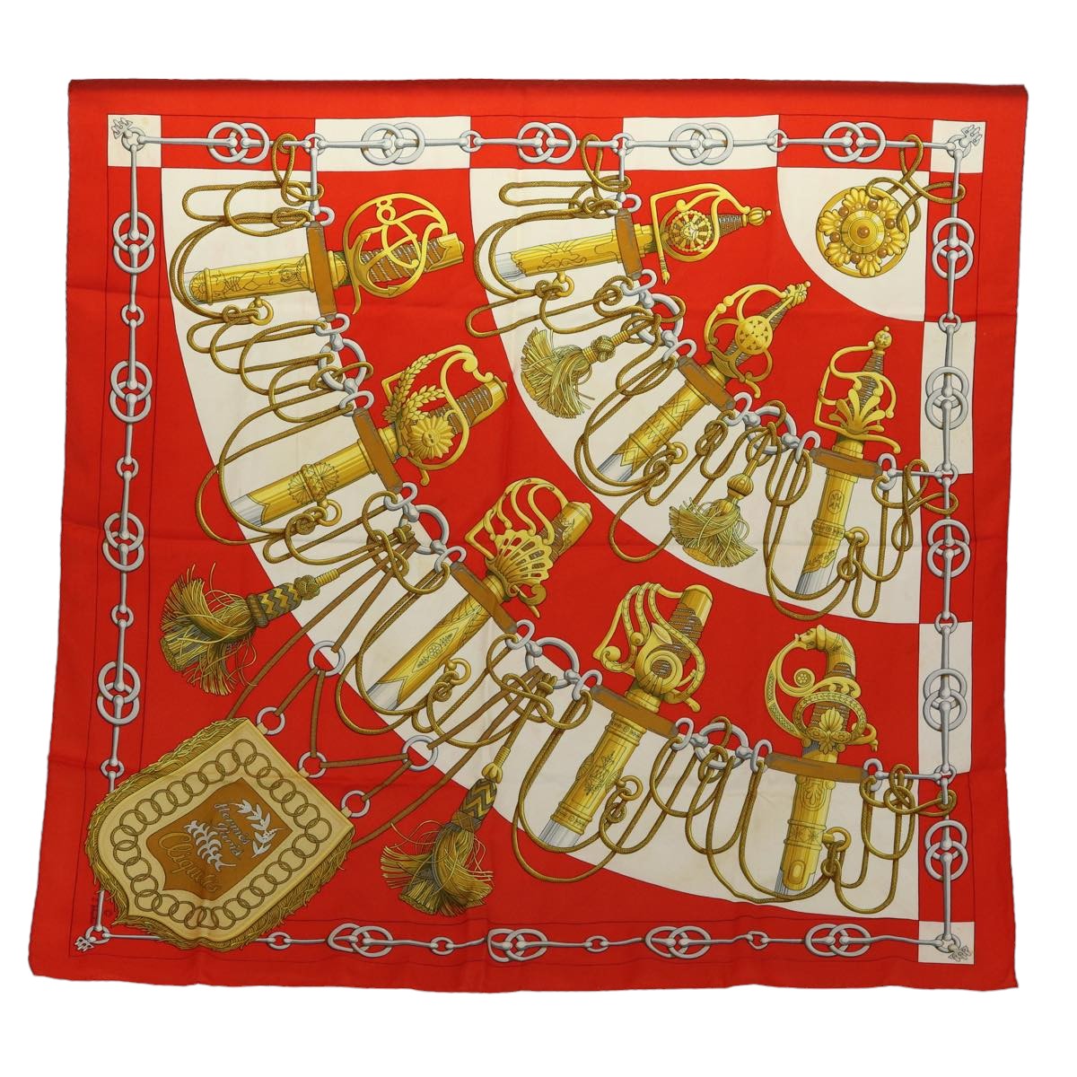 HERMES Carre 90 Scarf Silk Red Auth bs14587