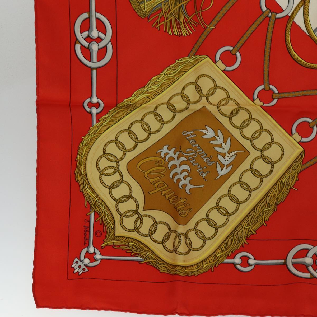 HERMES Carre 90 Scarf Silk Red Auth bs14587