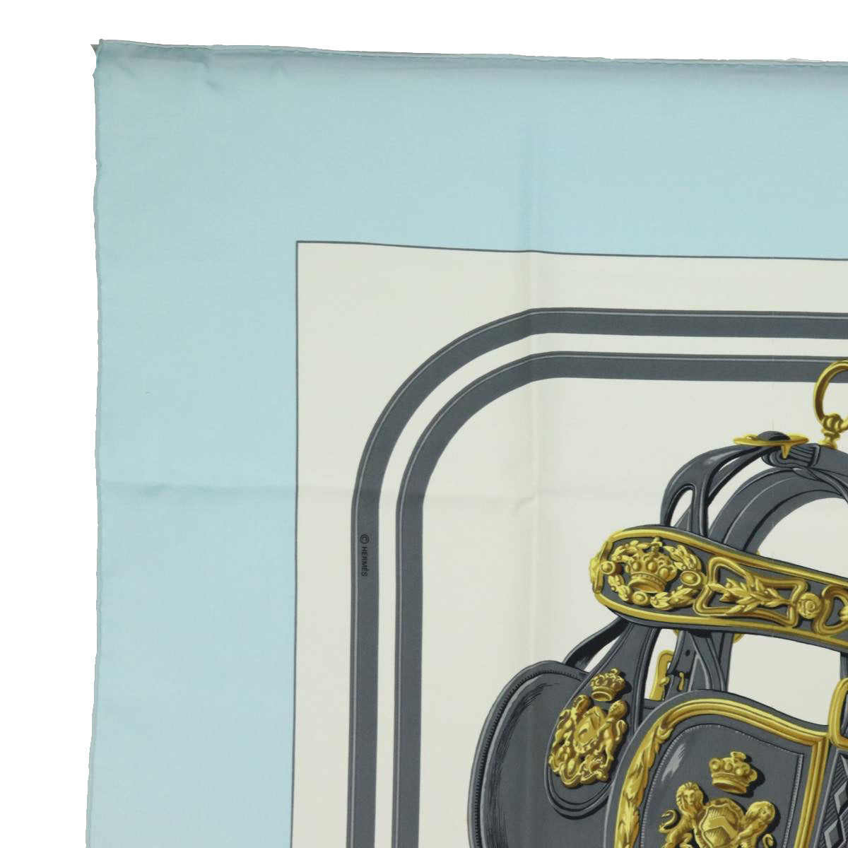 HERMES Carre 90 Scarf ""BRIDES de GALA"" Silk Blue Auth bs14589 - 0