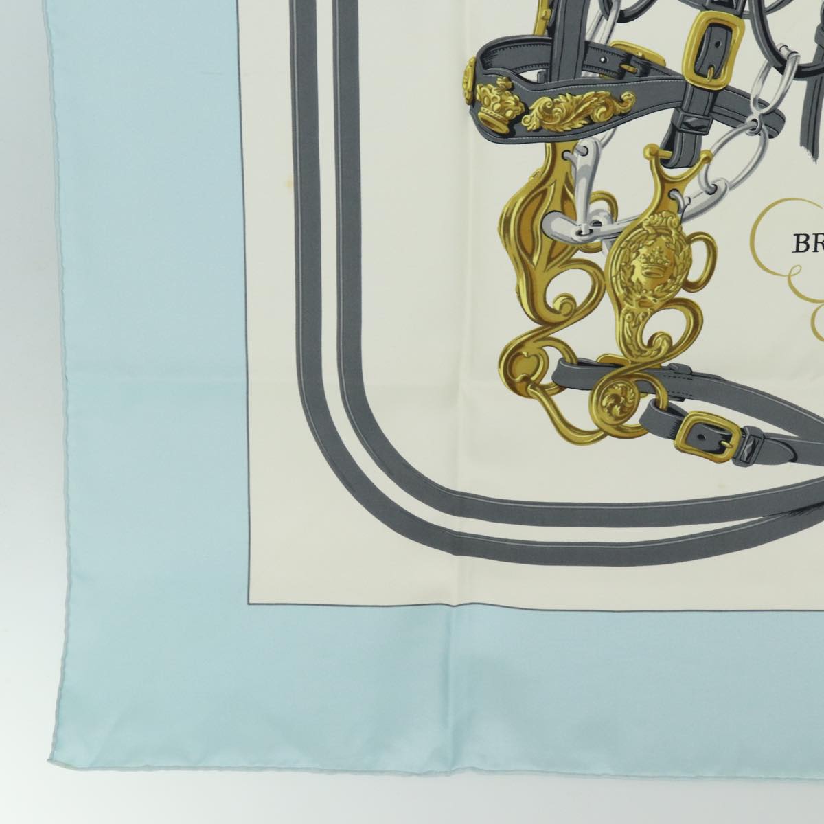 HERMES Carre 90 Scarf ""BRIDES de GALA"" Silk Blue Auth bs14589