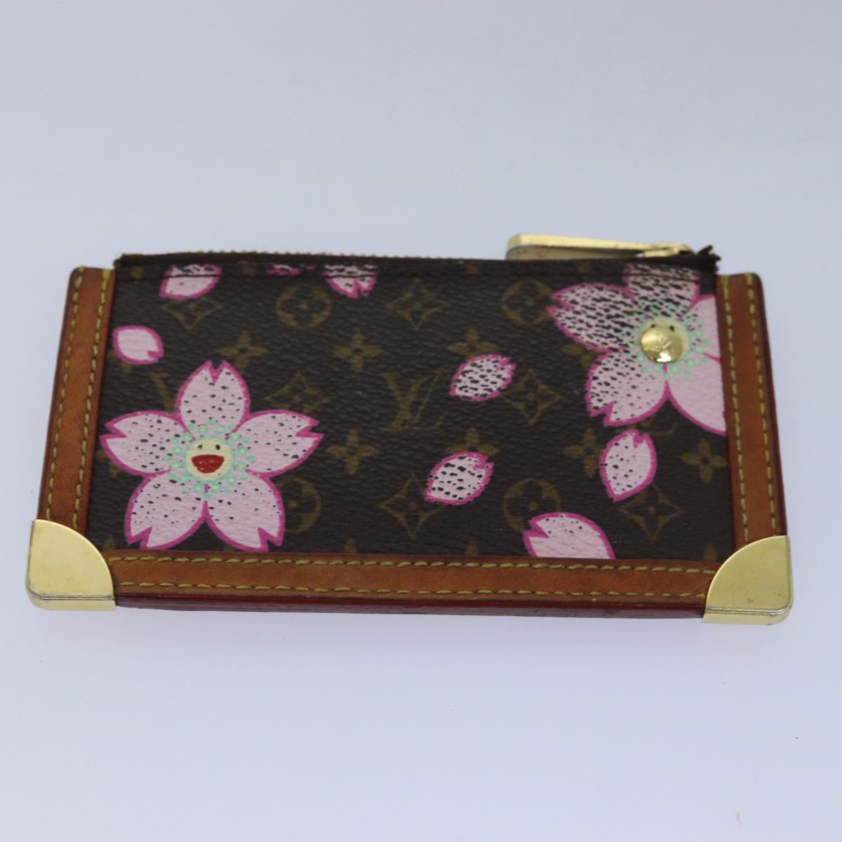 LOUIS VUITTON Monogram Cherry Blossom Panda Coin Purse Wallet 2Set Auth bs14594