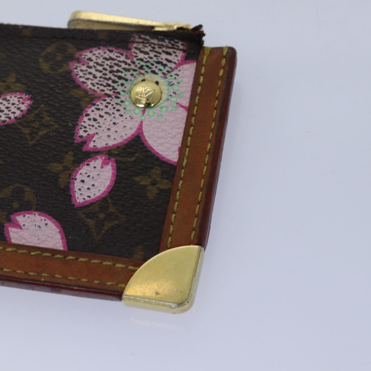 LOUIS VUITTON Monogram Cherry Blossom Panda Coin Purse Wallet 2Set Auth bs14594