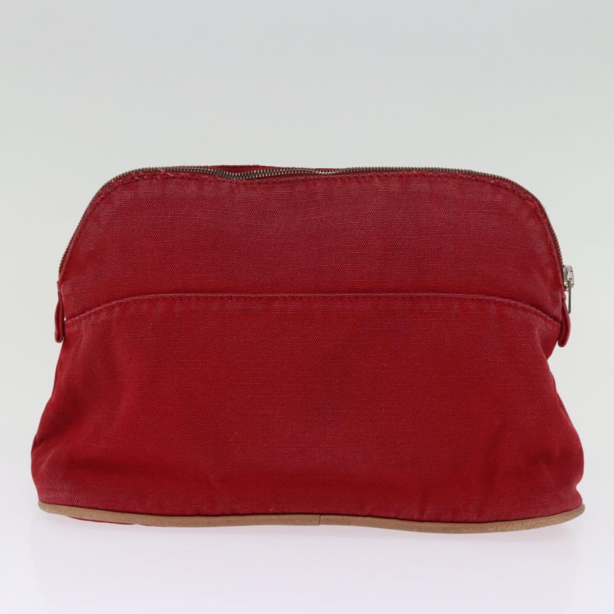 HERMES Pouch Canvas 2Set Red Black Auth bs14595