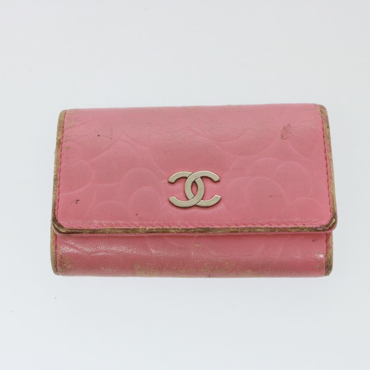 CHANEL Wallet Leather 5Set Pink Black CC Auth bs14596