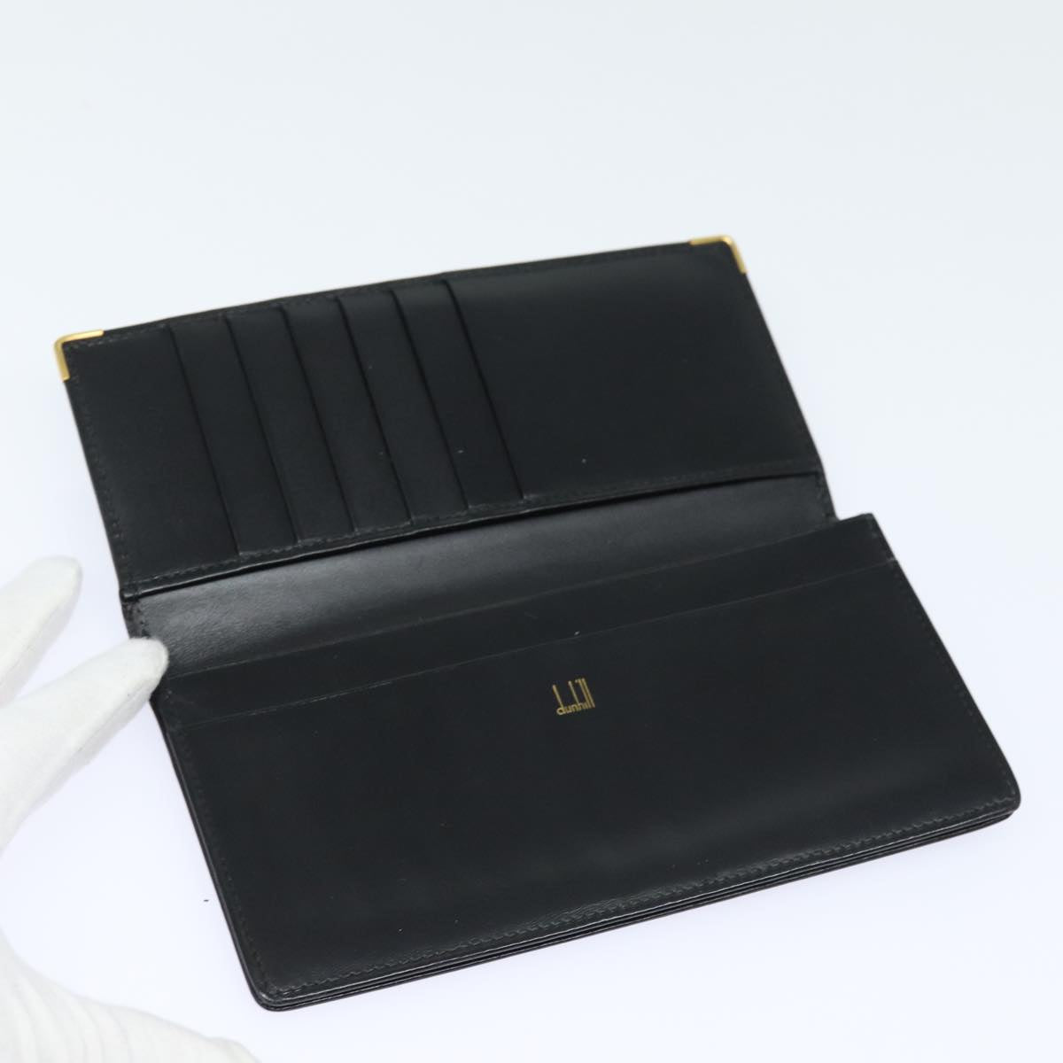 Dunhill Wallet Clutch Bag Leather 4Set Black Auth bs14597