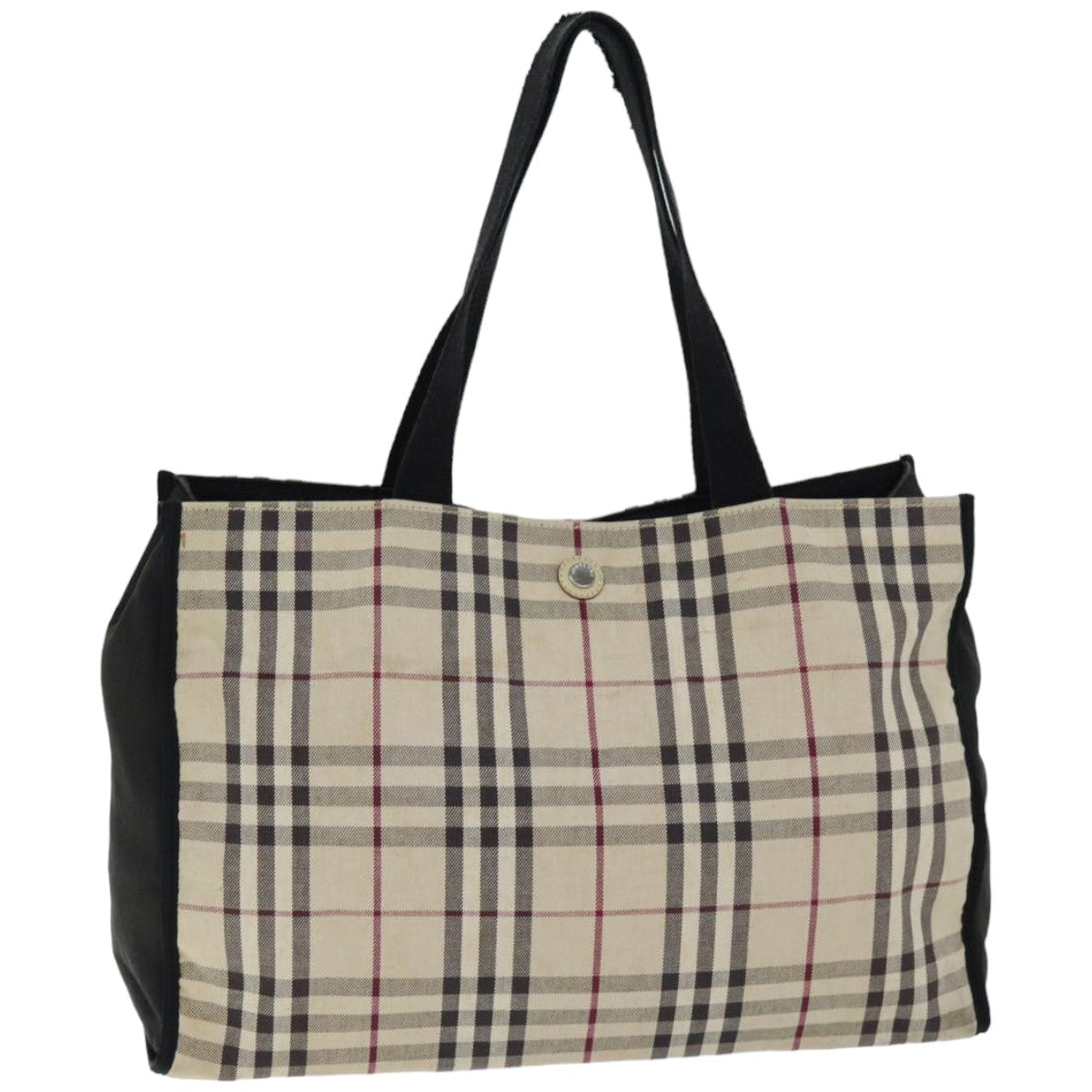 BURBERRY Nova Check Tote Bag Canvas Beige Auth bs14604