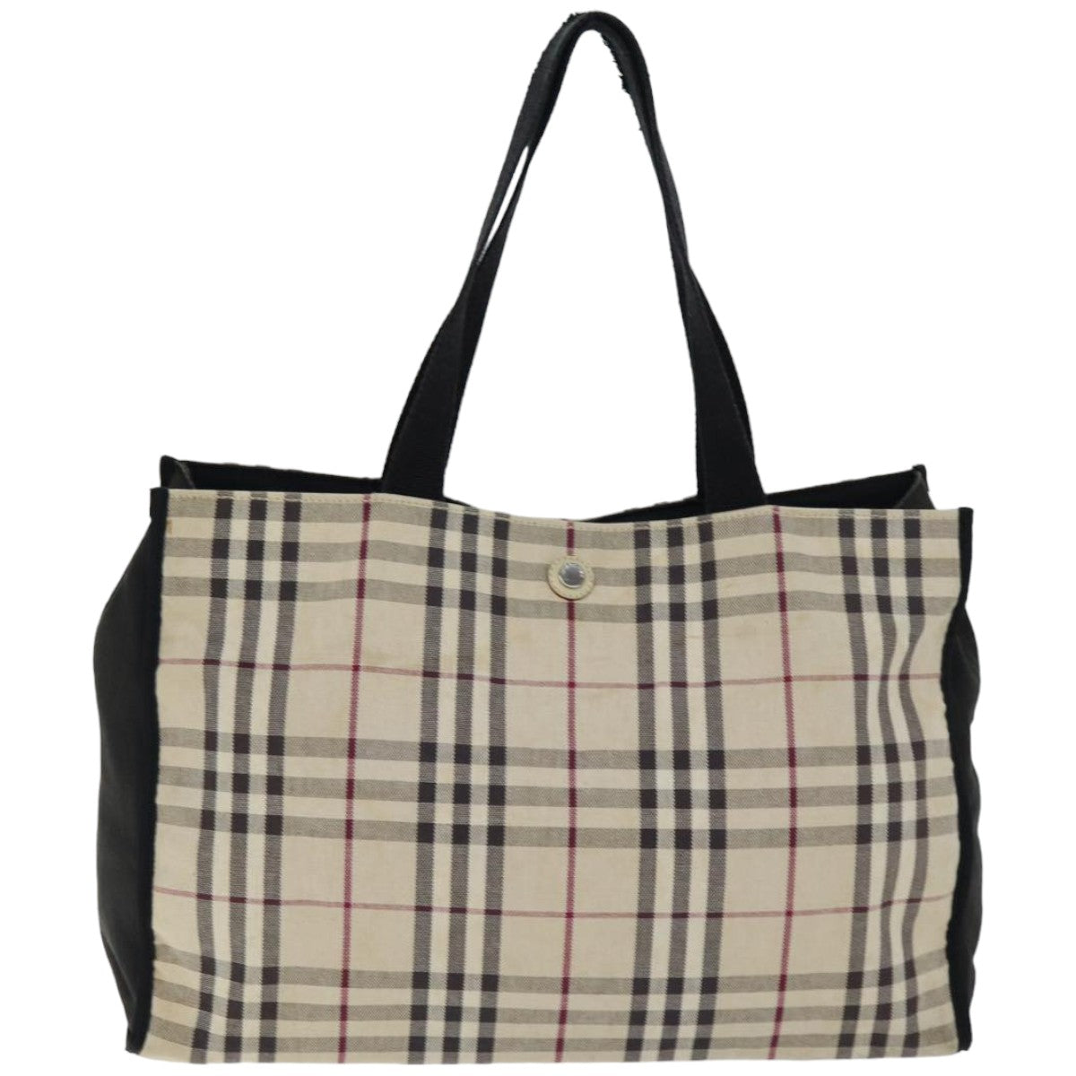 BURBERRY Nova Check Tote Bag Canvas Beige Auth bs14604