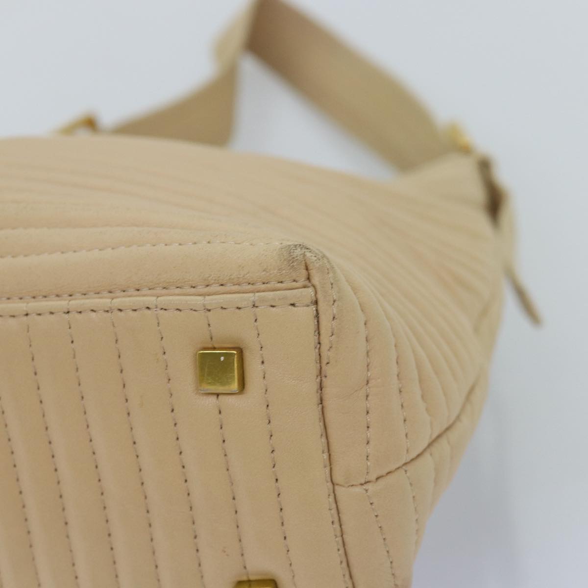 BALLY Shoulder Bag Leather Beige Auth bs14607