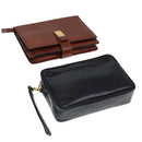 BALLY Clutch Bag Leather 2Set Black Brown Auth bs14608-1