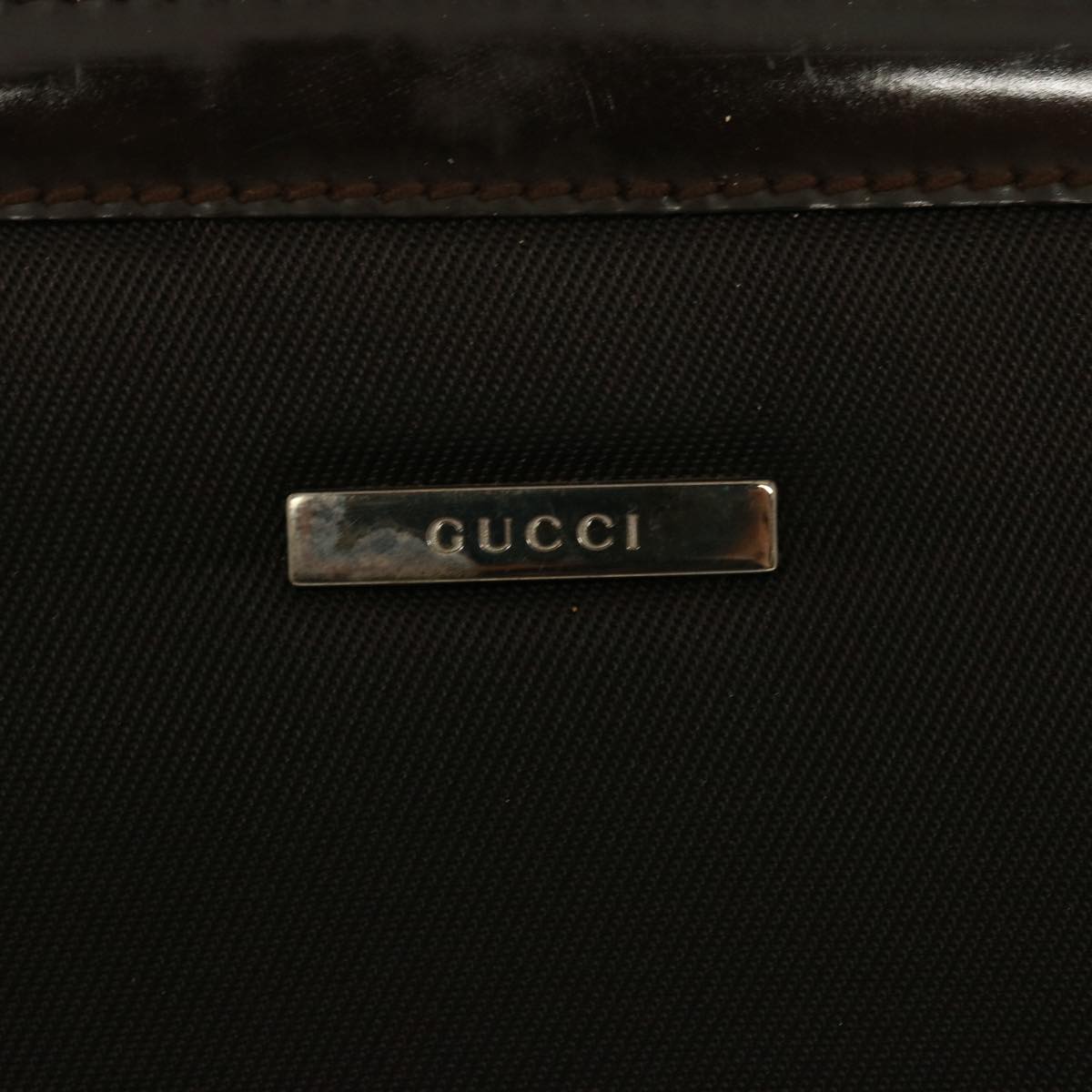 GUCCI Hand Bag Nylon Brown Auth bs14617