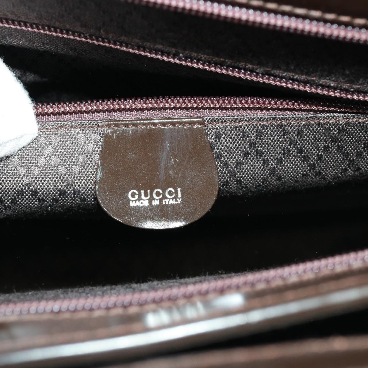 GUCCI Hand Bag Nylon Brown Auth bs14617