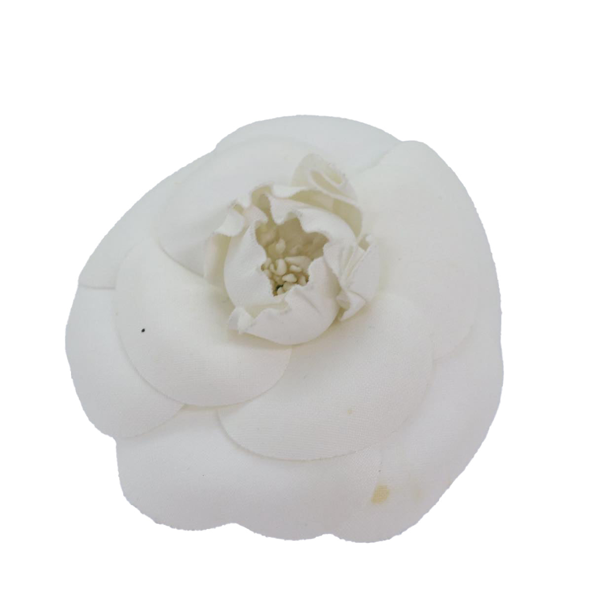 CHANEL Flower Brooch Canvas White CC Auth bs14620 - 0