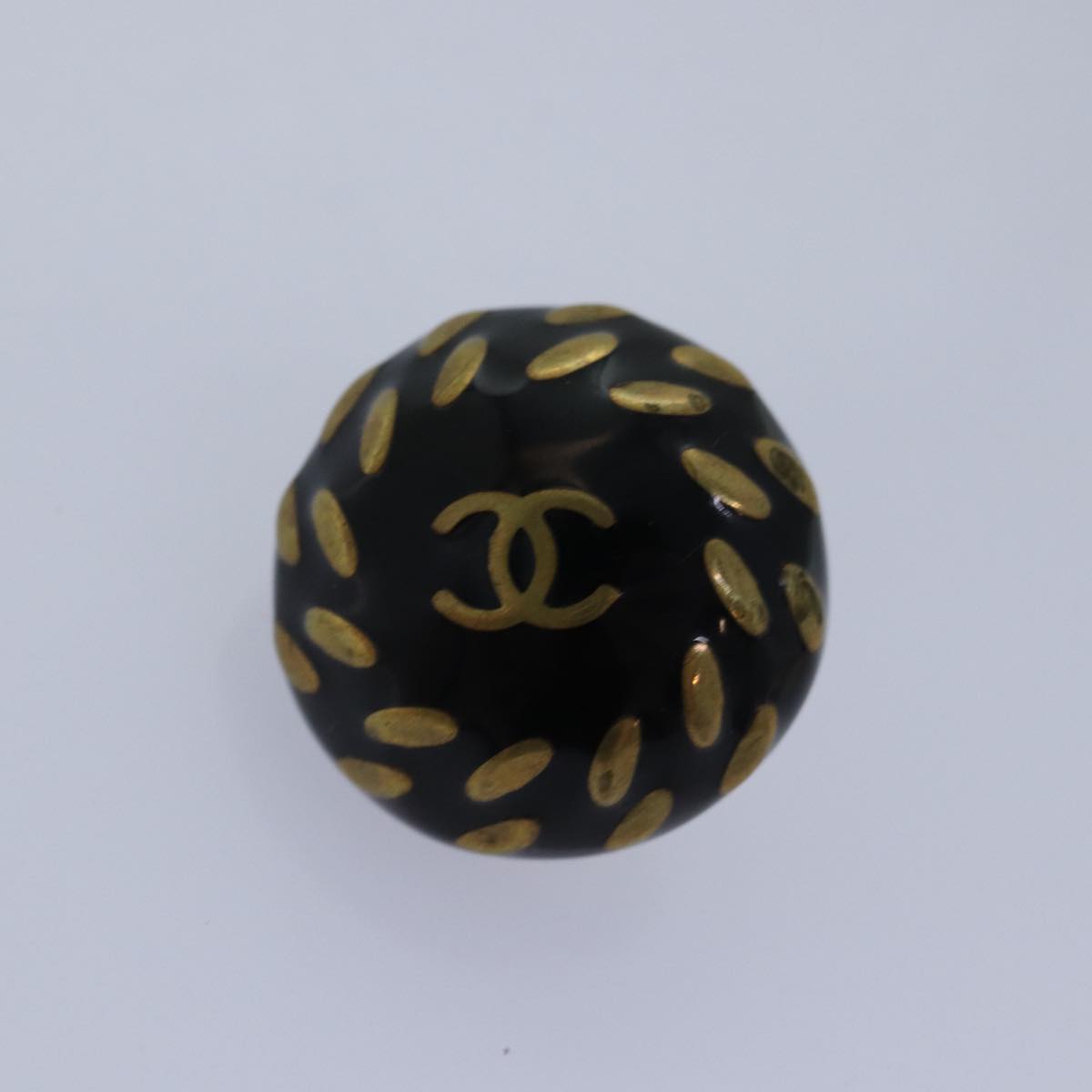 CHANEL Earring Black CC Auth bs14622