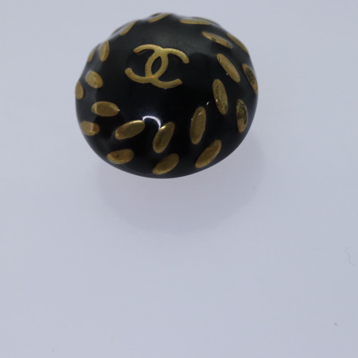 CHANEL Earring Black CC Auth bs14622