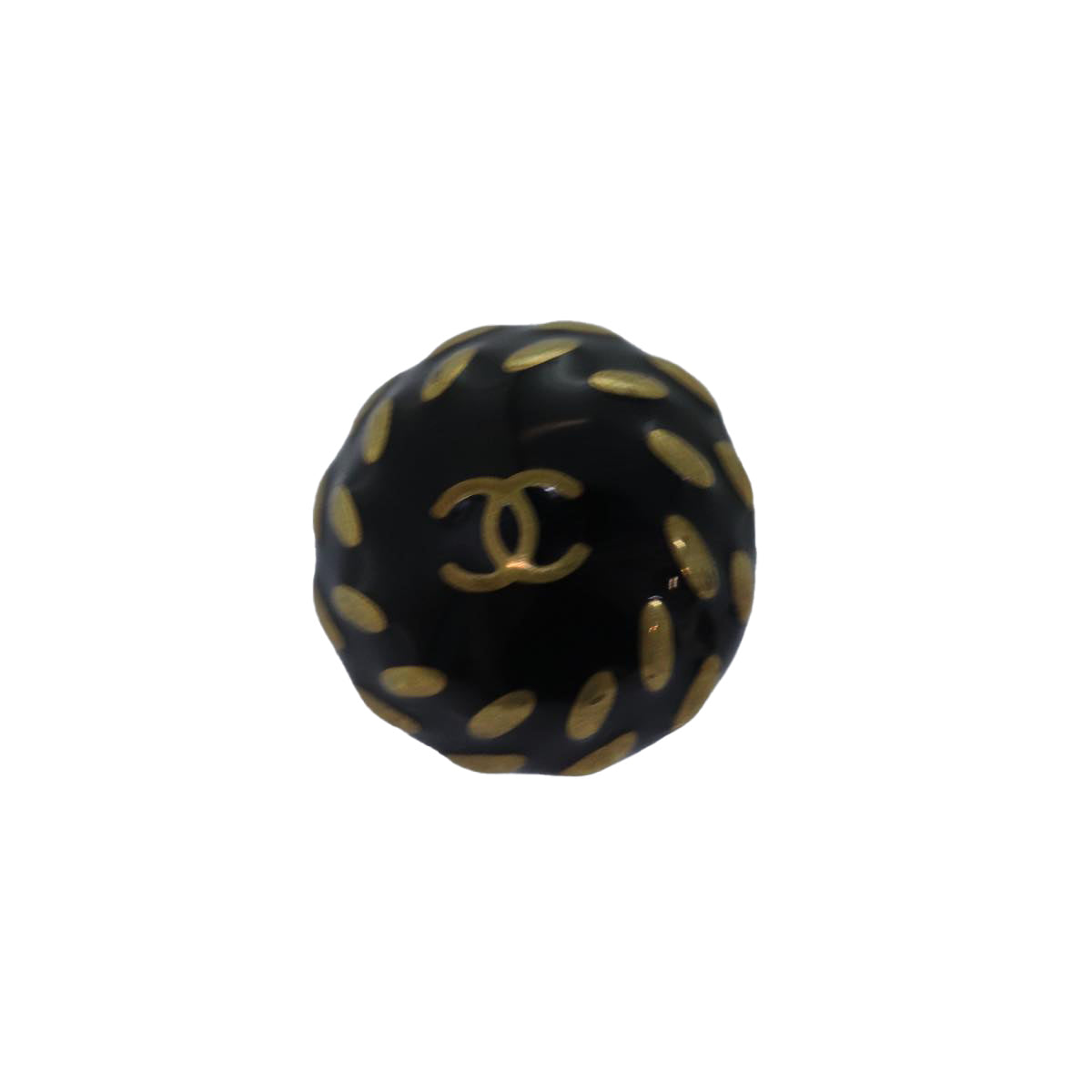 CHANEL Earring Black CC Auth bs14622