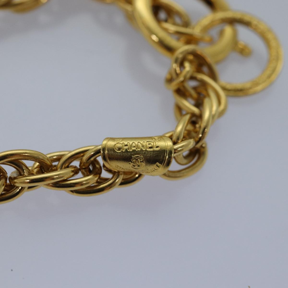 CHANEL Necklace Metal Gold CC Auth bs14626