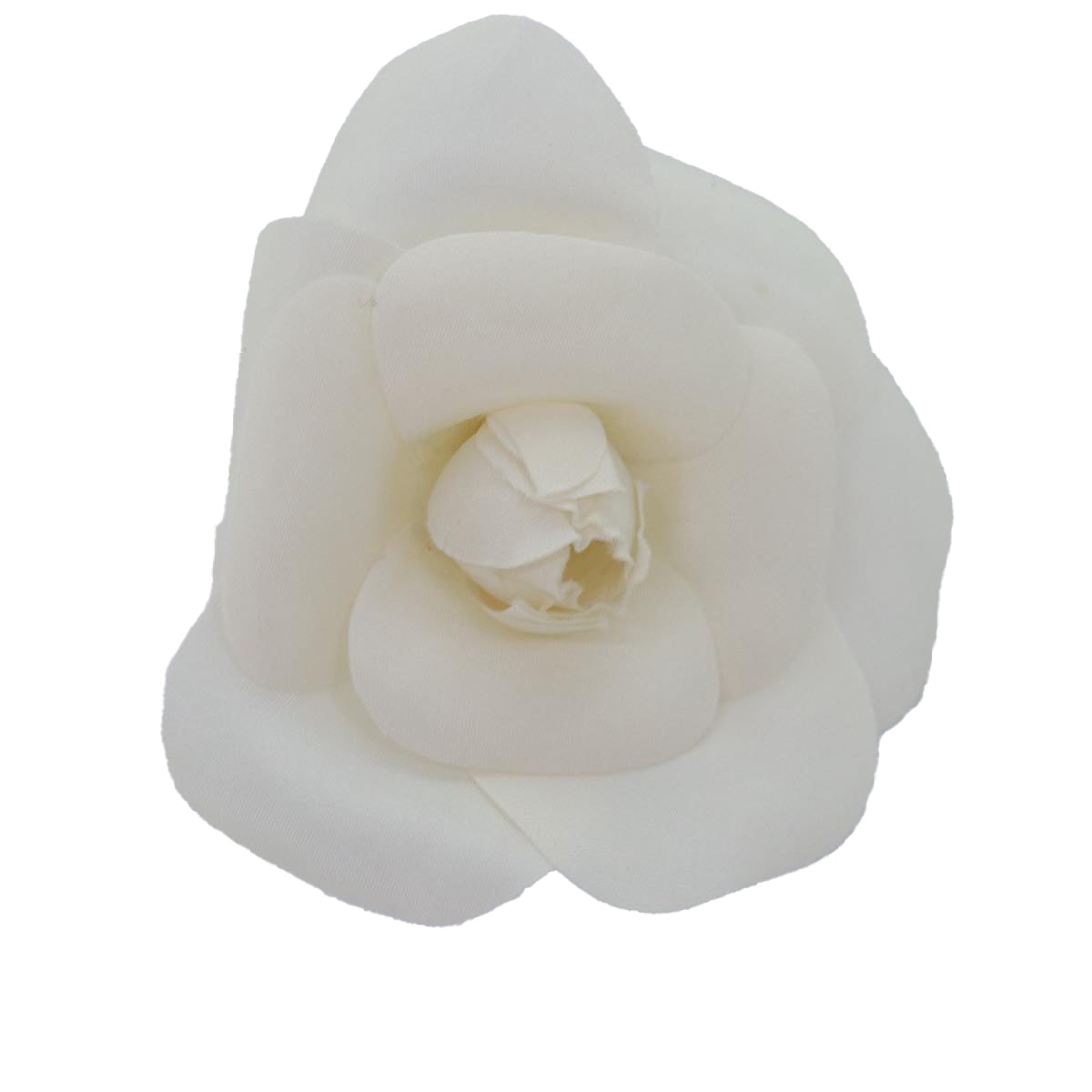 CHANEL Flower Brooch Nylon White CC Auth bs14627 - 0