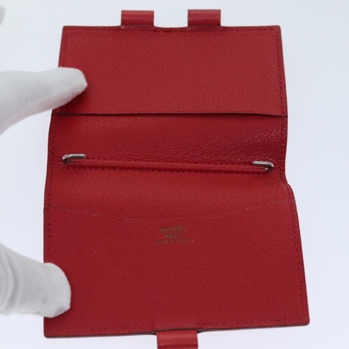 HERMES Agenda Mini Day Planner Cover Leather Red Auth bs14629