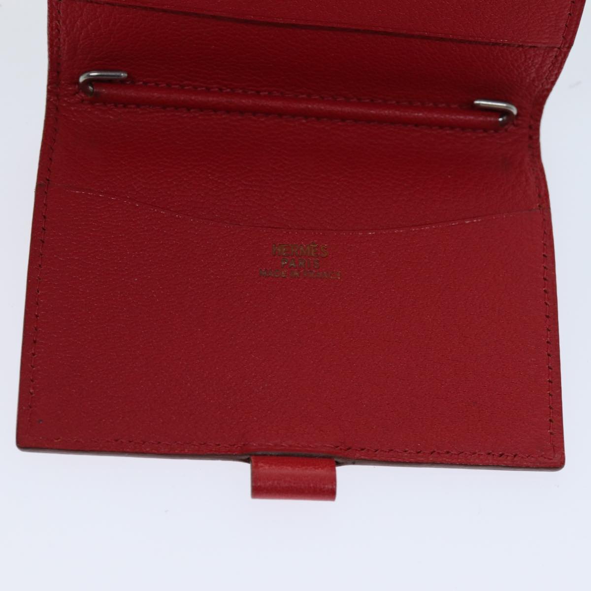 HERMES Agenda Mini Day Planner Cover Leather Red Auth bs14629