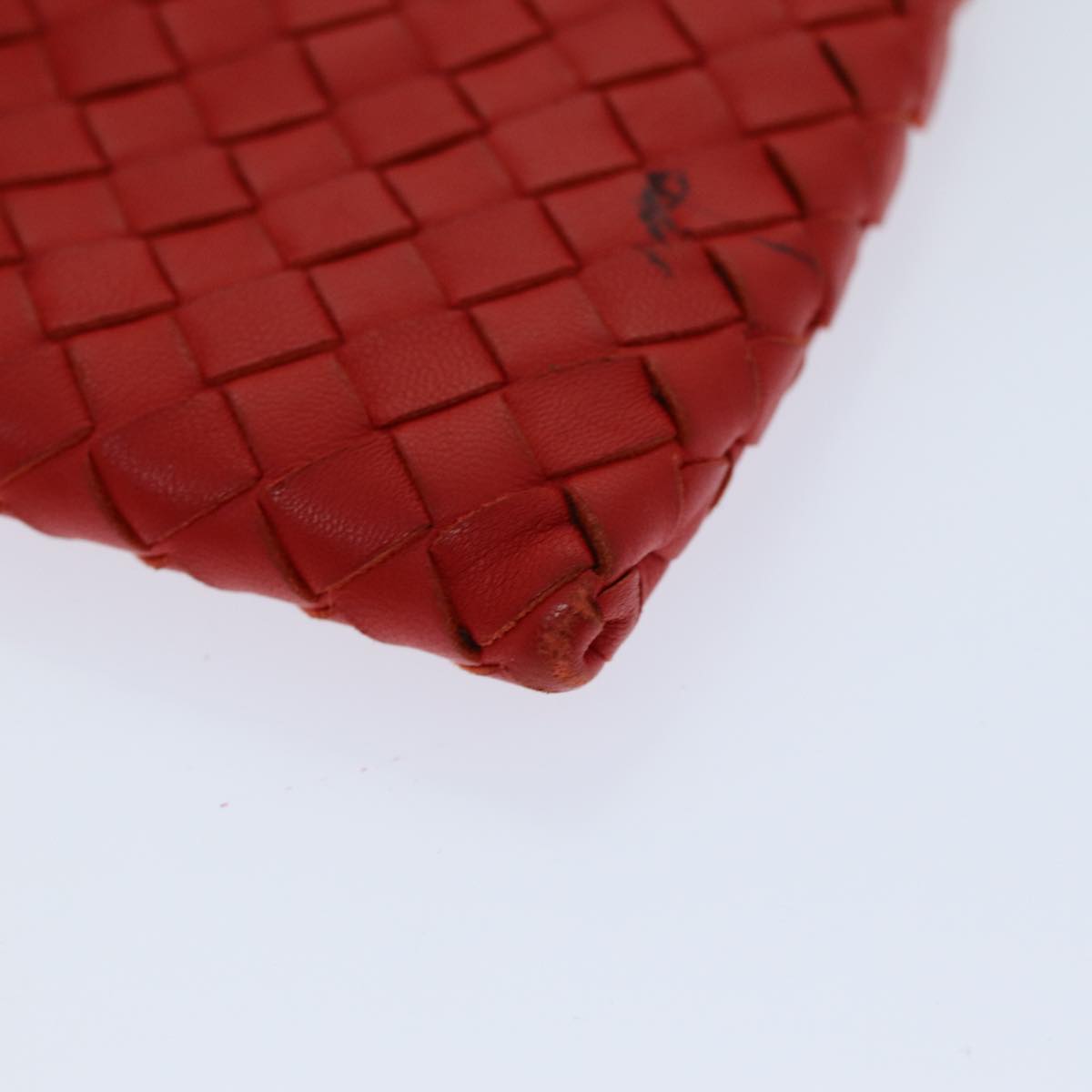 BOTTEGA VENETA INTRECCIATO Coin Purse Leather Red Auth bs14630